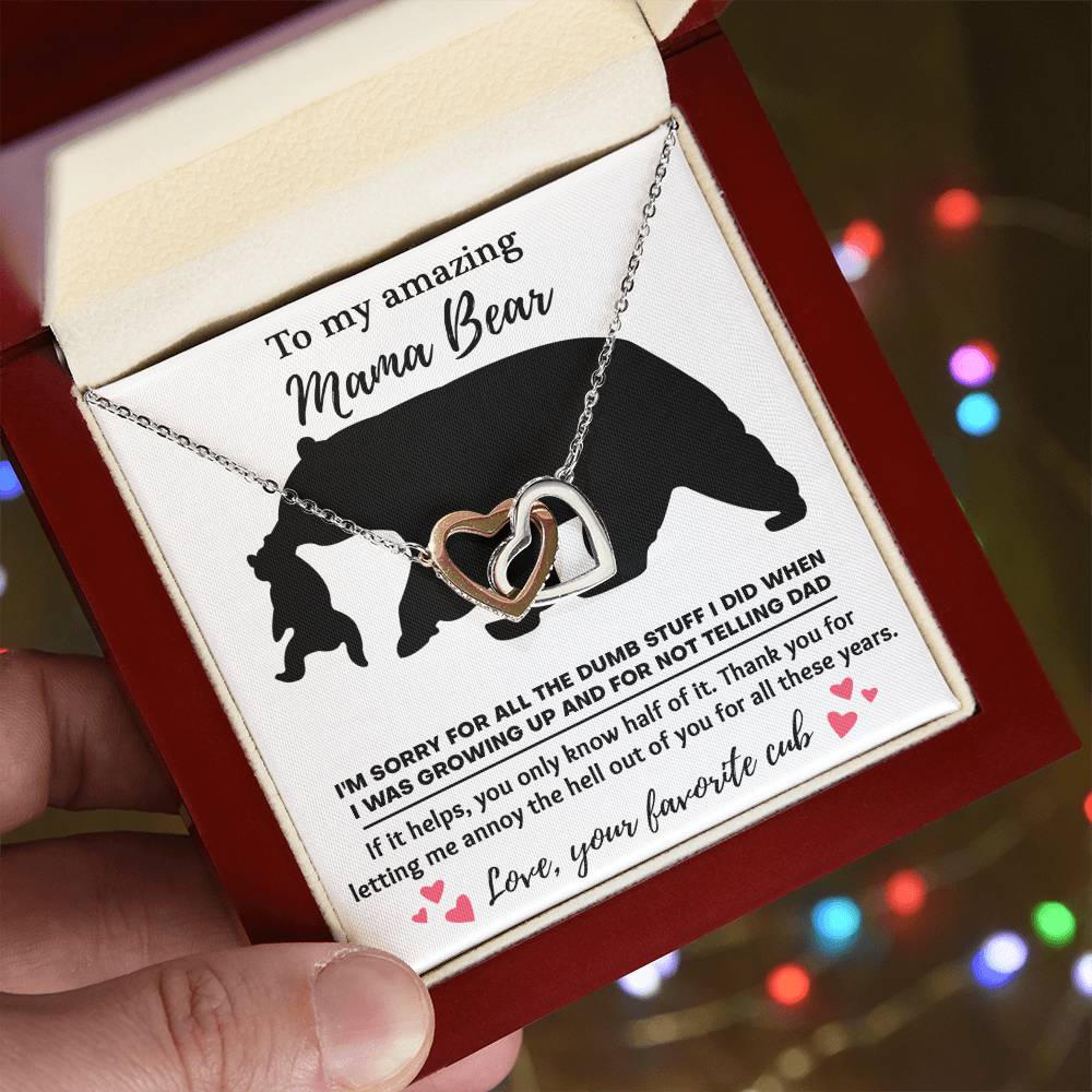 To my amazing mom bear Double Heart Necklace