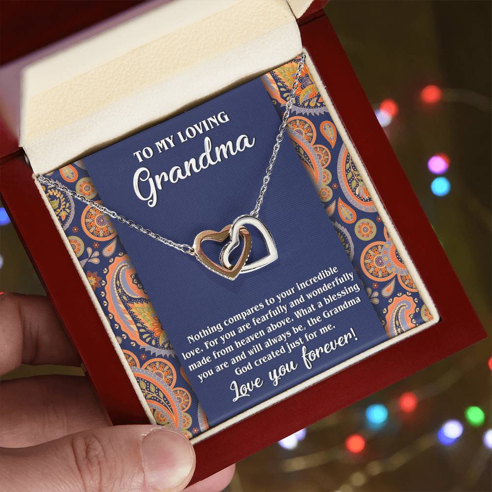 To My Loving Grandma Double Heart Necklace