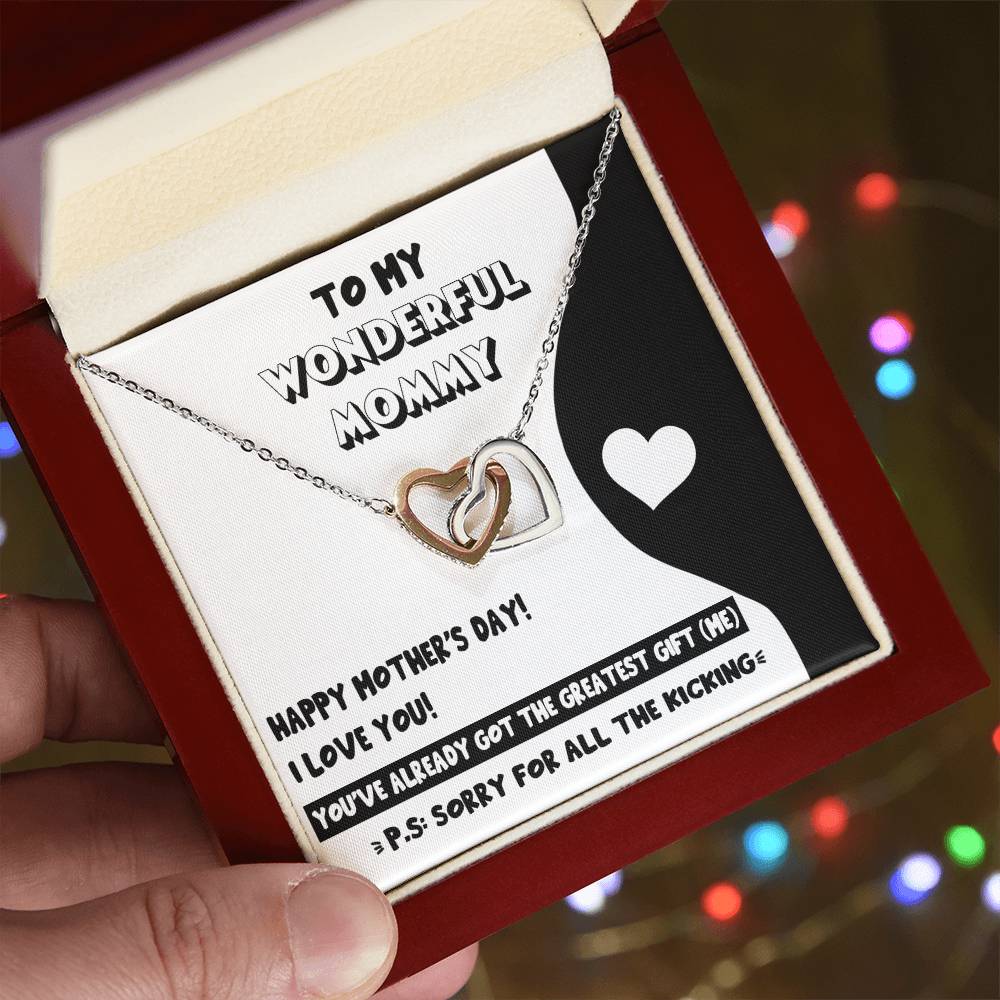 Mom To Be-The Greatest Gift Double Heart Necklace