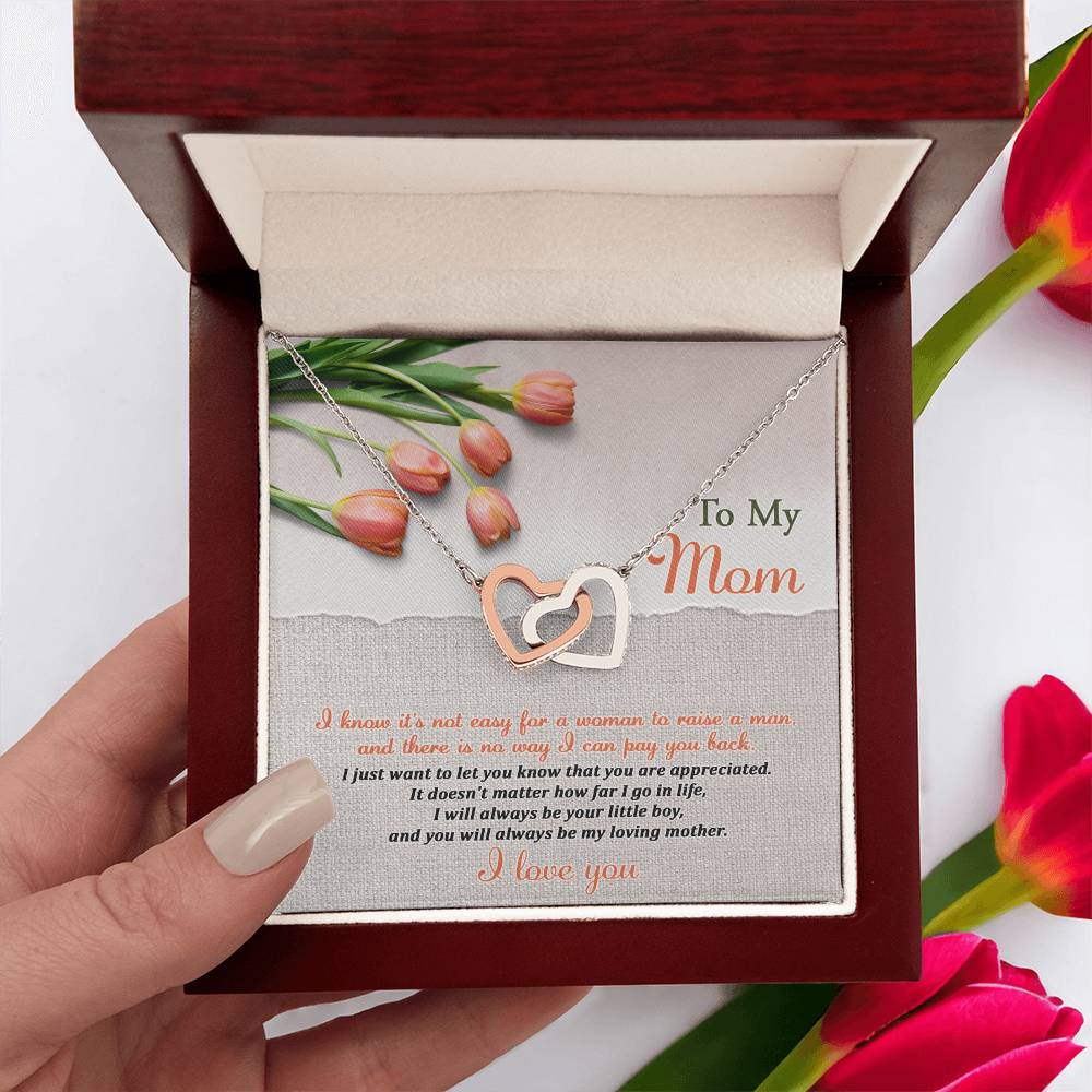 I Love you mom Double Heart Necklace
