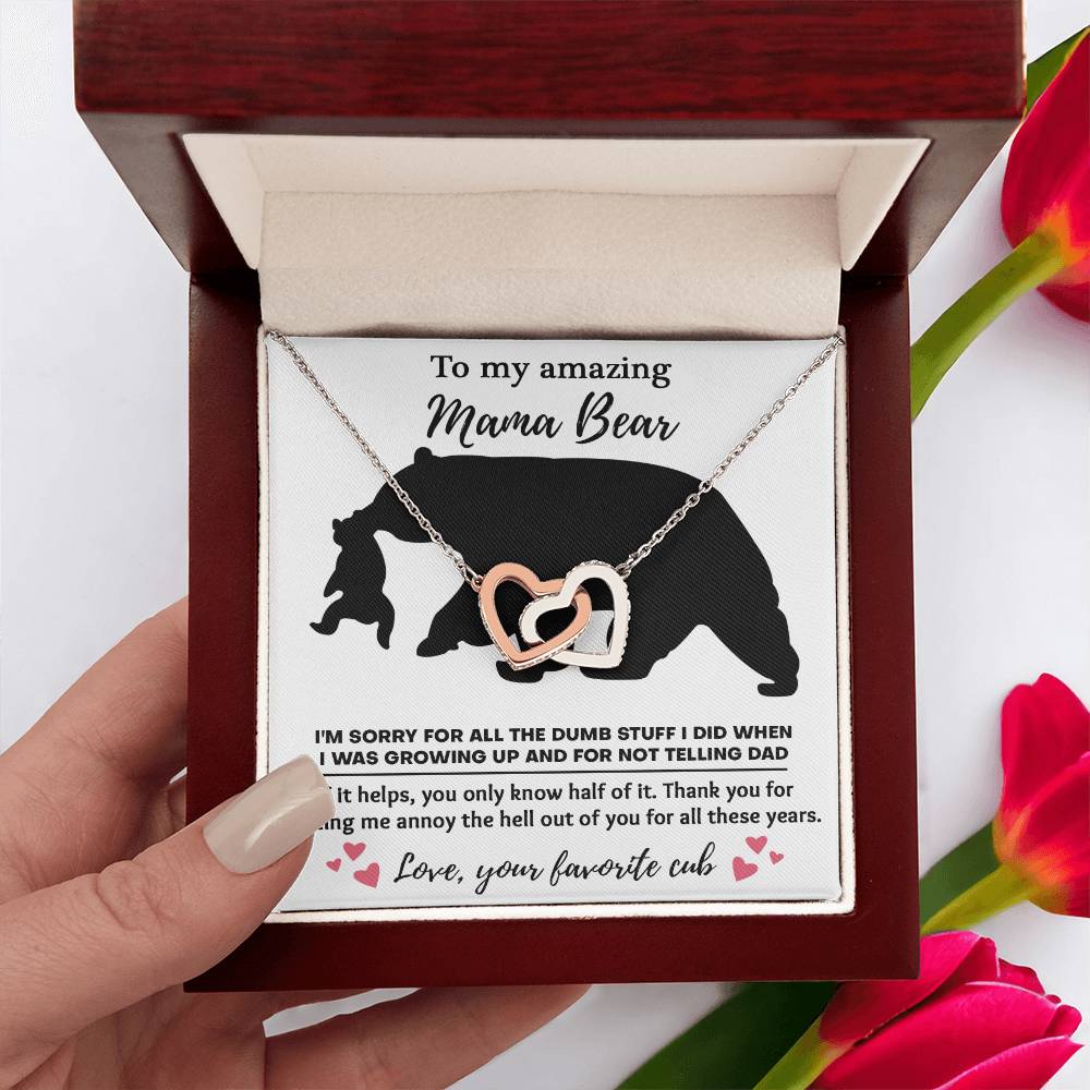 To my amazing mom bear Double Heart Necklace
