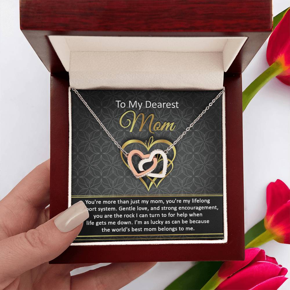 Mom-Belongs To Me Double Heart Necklace