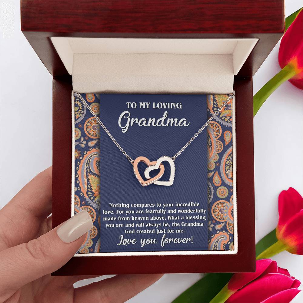 To My Loving Grandma Double Heart Necklace