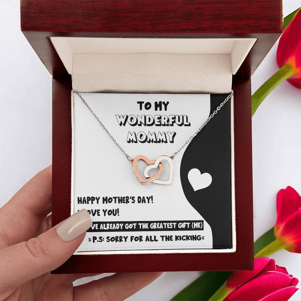 Mom To Be-The Greatest Gift Double Heart Necklace