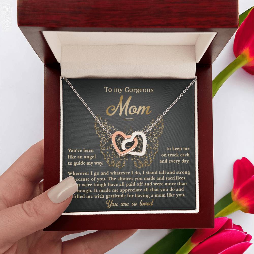 To my Gorgeous Mom - Like An Angel Double Heart Necklace
