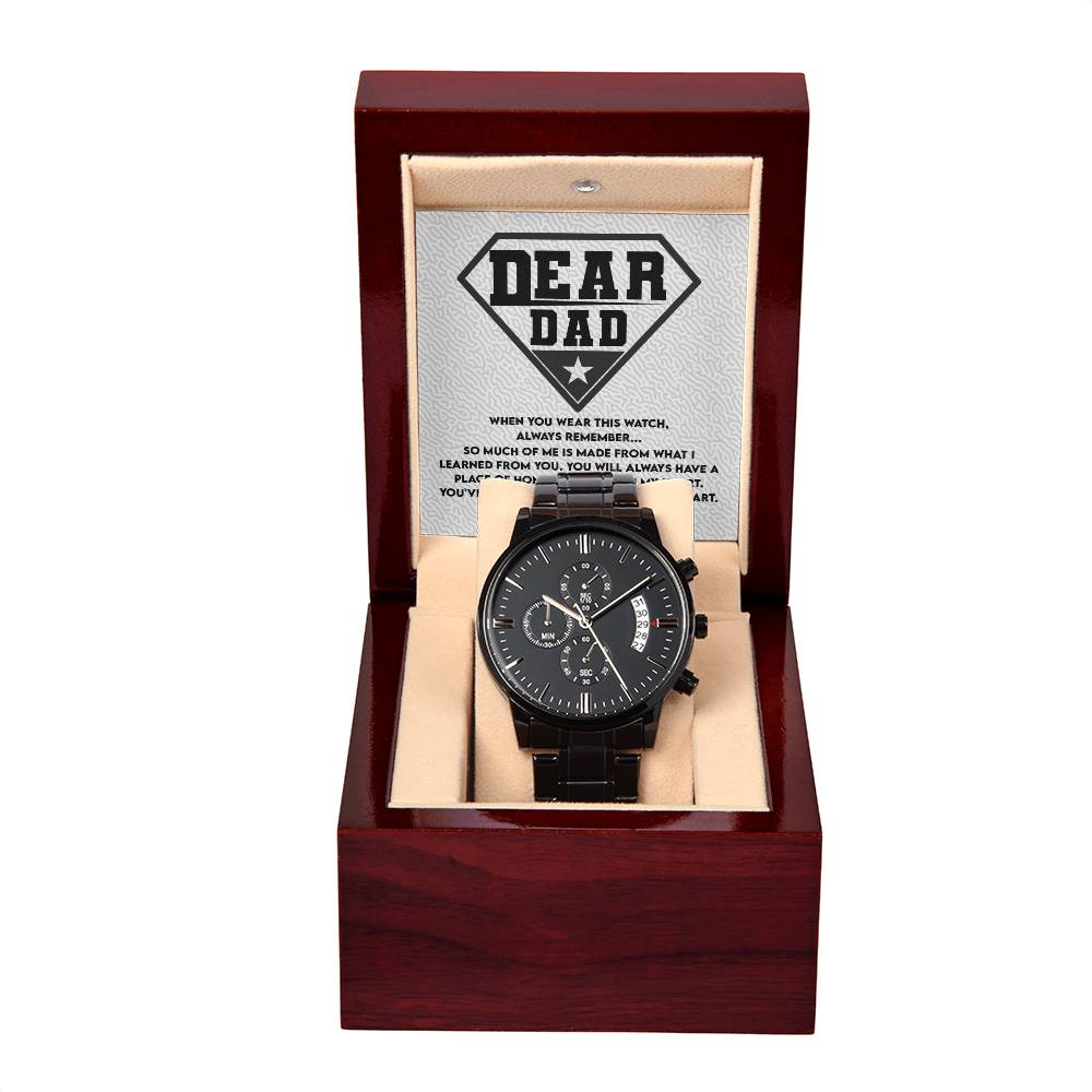 To My Hero Dad: Black Chronograph Watch