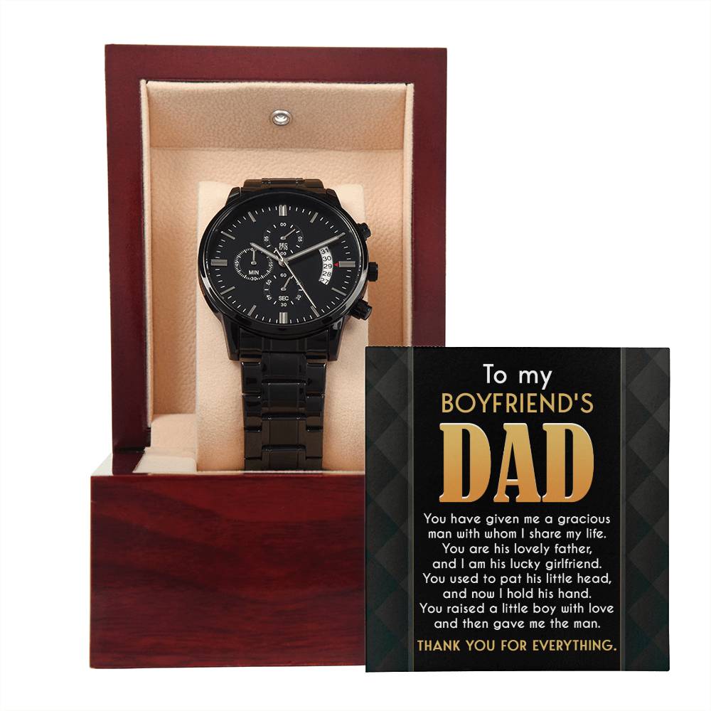 To My Boyfriend's Dad: Thank You: Black Chronograph Watch