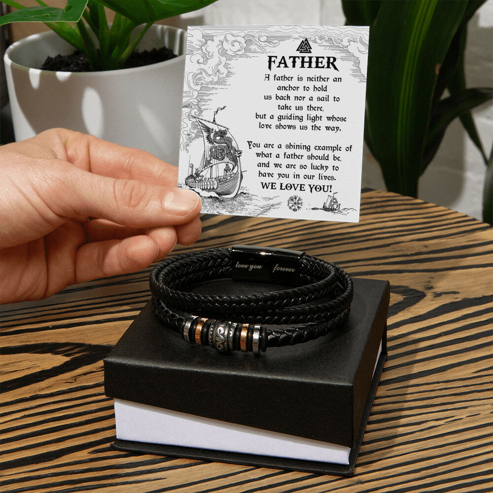 Mens Leather Bracelet To My Anchor Dad