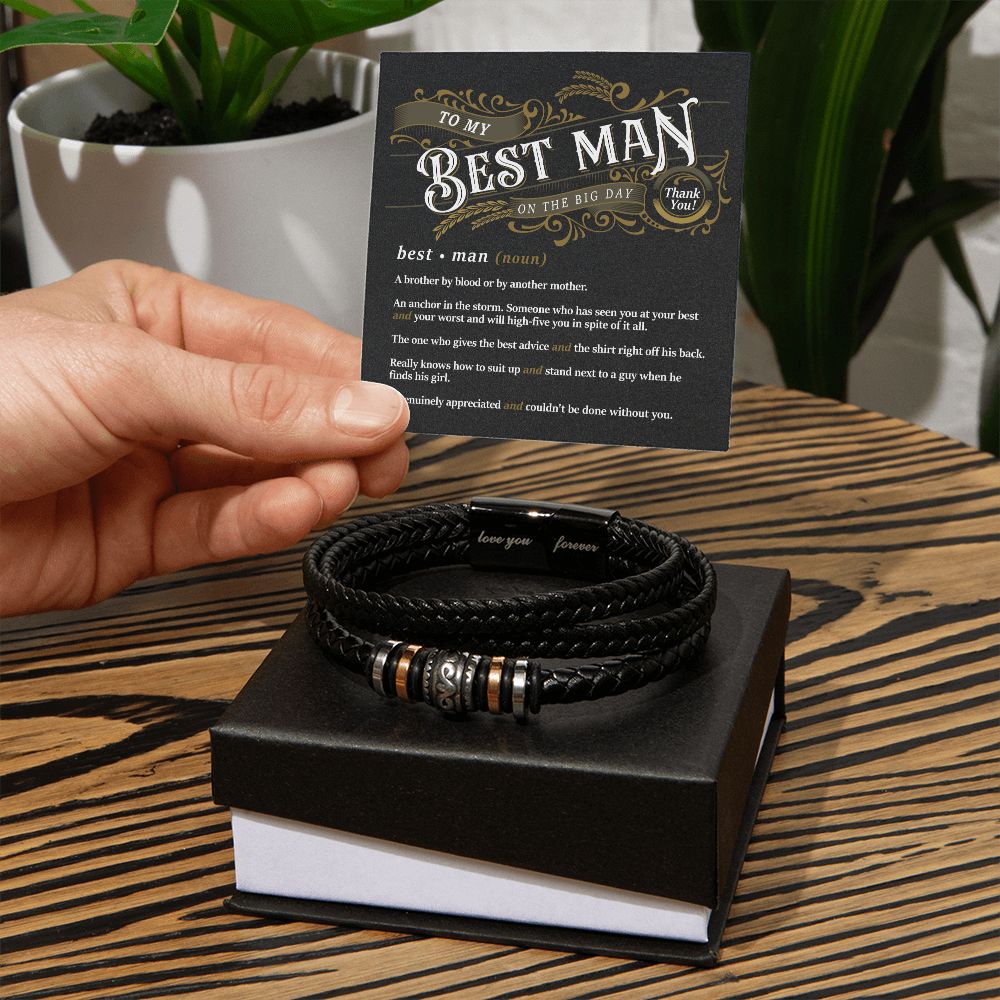 To My Best Man - Thank You Men's "Love You Forever" Bracelet
