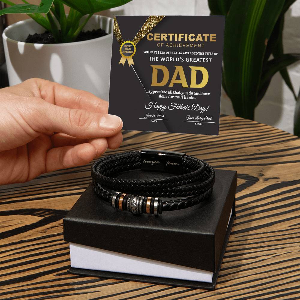 Certificate of Achievement for My Dad Bracelet