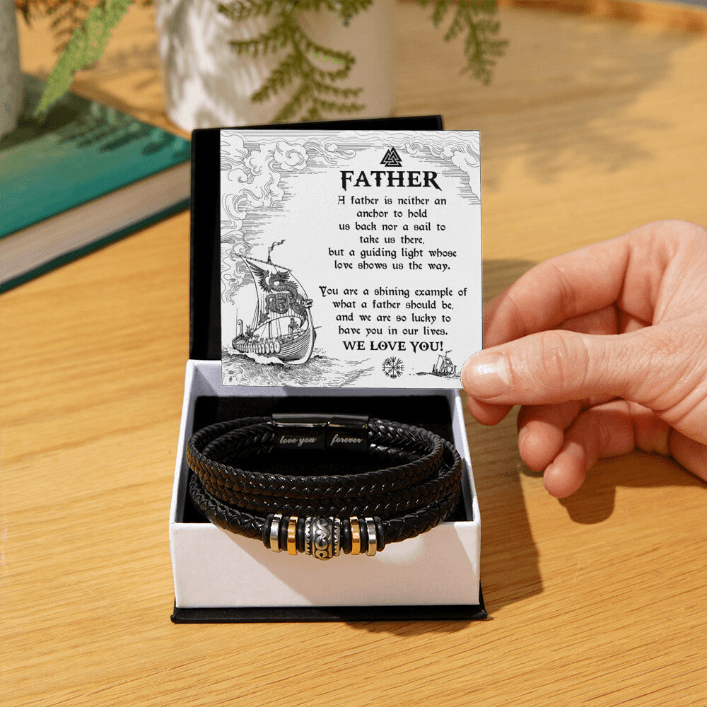 Mens Leather Bracelet To My Anchor Dad