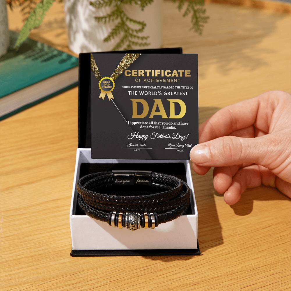 Certificate of Achievement for My Dad Bracelet