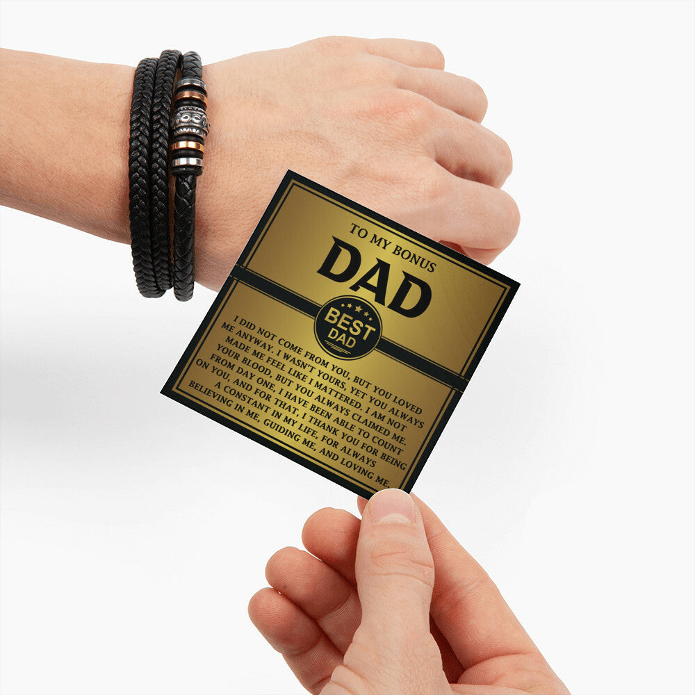 Mens Leather Bracelet To my Bonus Dad