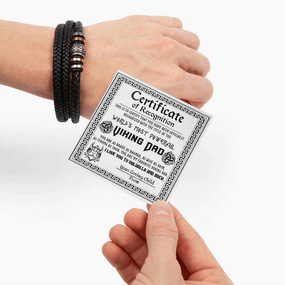 Certificate of Recognition for My Viking Dad Bracelet