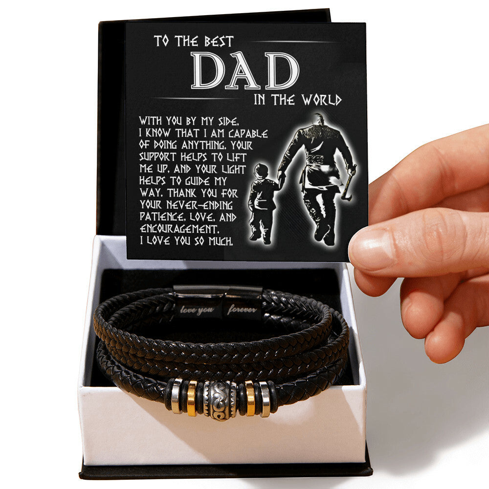 Mens Leather Bracelet To the best Dad in the World