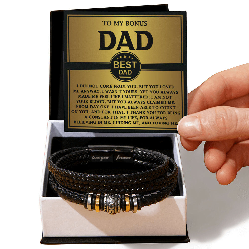 Mens Leather Bracelet To my Bonus Dad