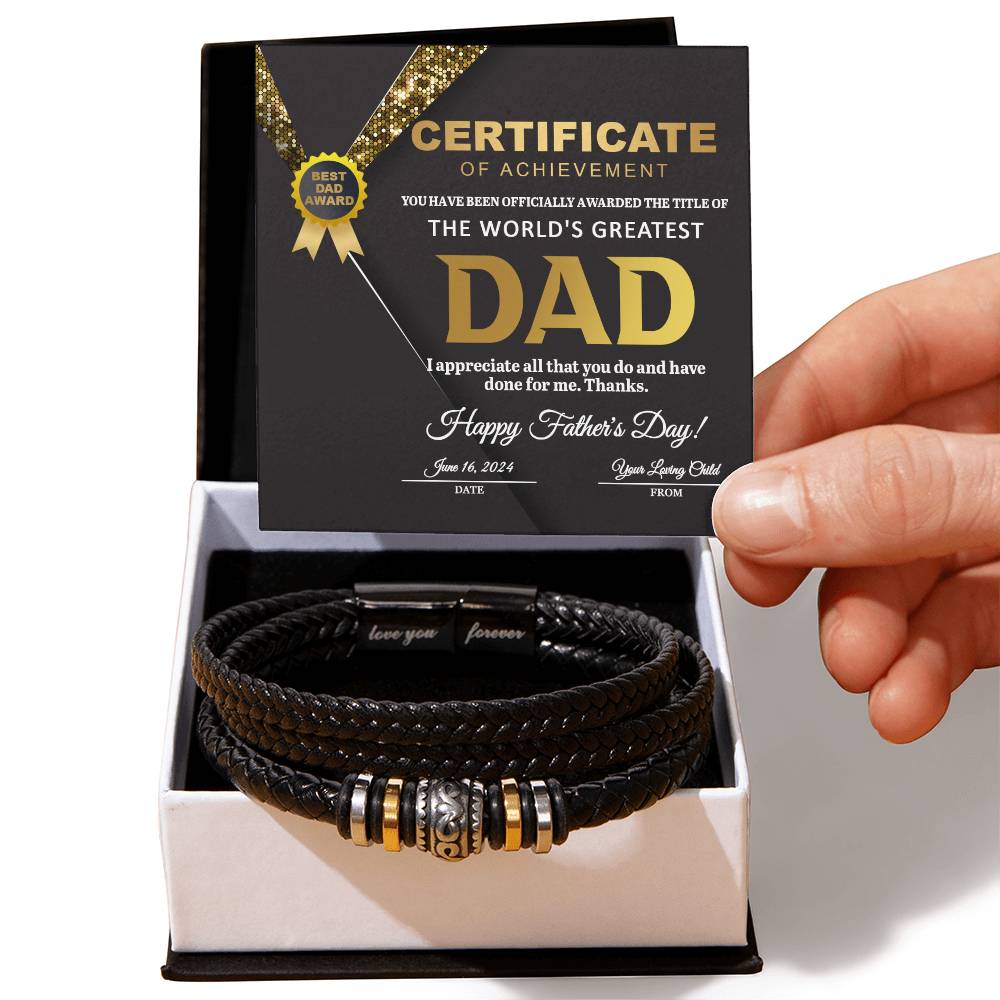 Certificate of Achievement for My Dad Bracelet