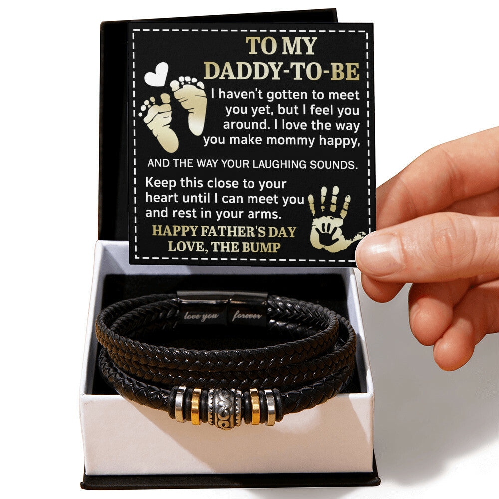 Mens Leather Bracelet to My Daddy-To-Be