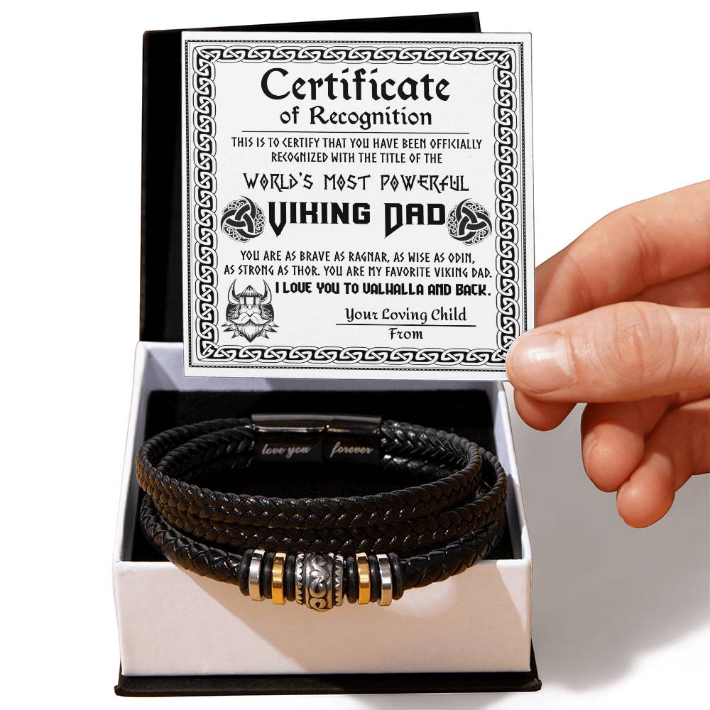 Certificate of Recognition for My Viking Dad Bracelet
