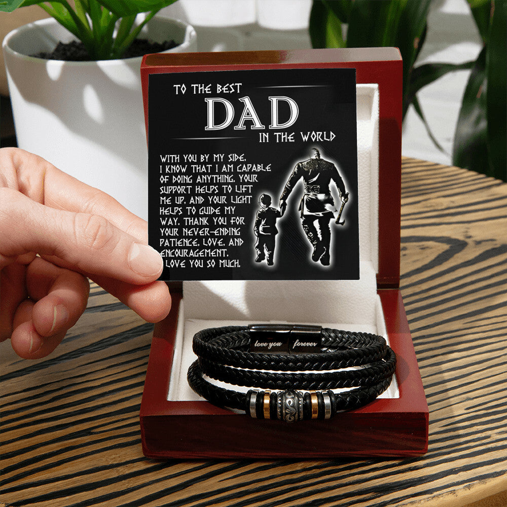 Mens Leather Bracelet To the best Dad in the World