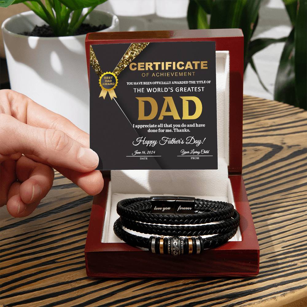 Certificate of Achievement for My Dad Bracelet
