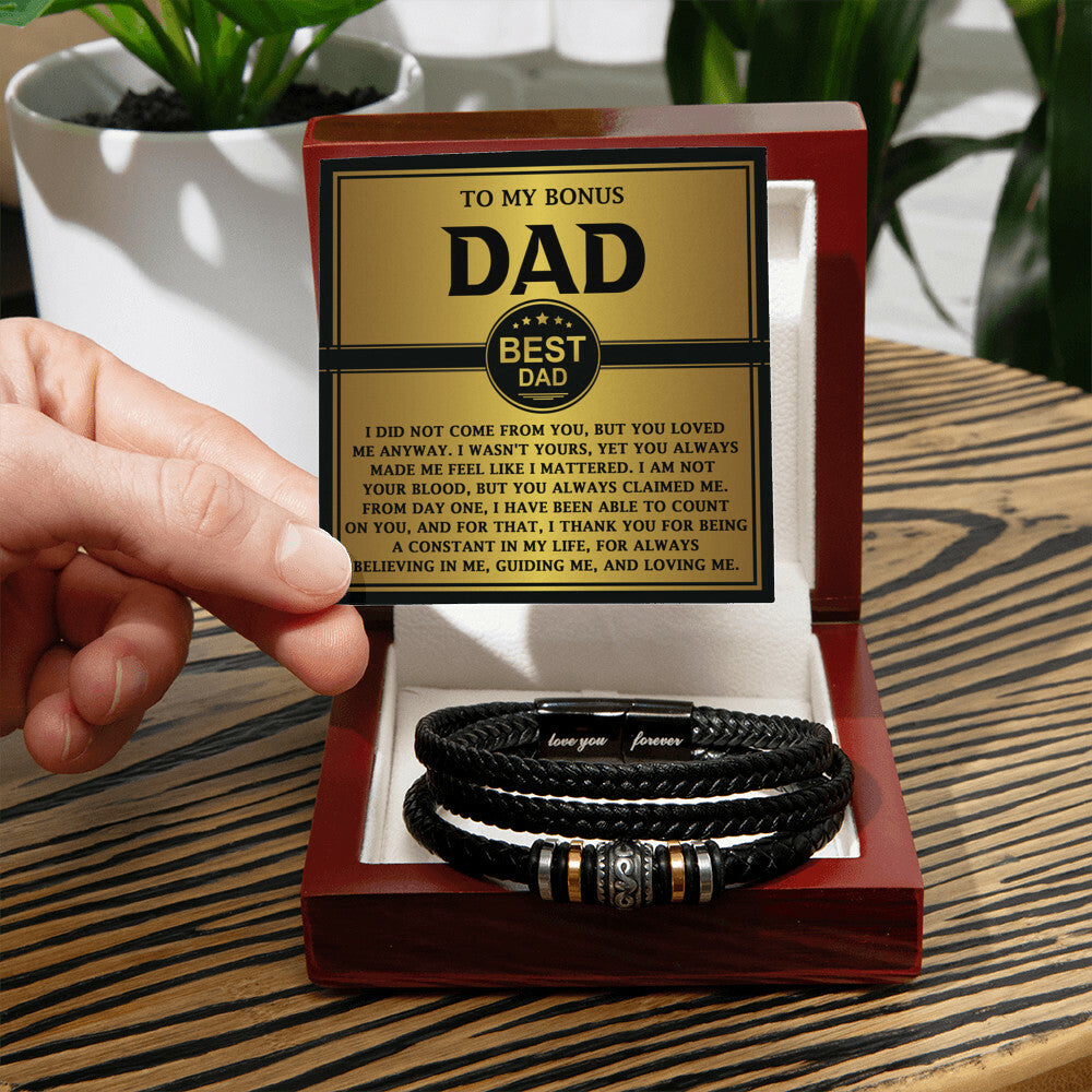 Mens Leather Bracelet To my Bonus Dad