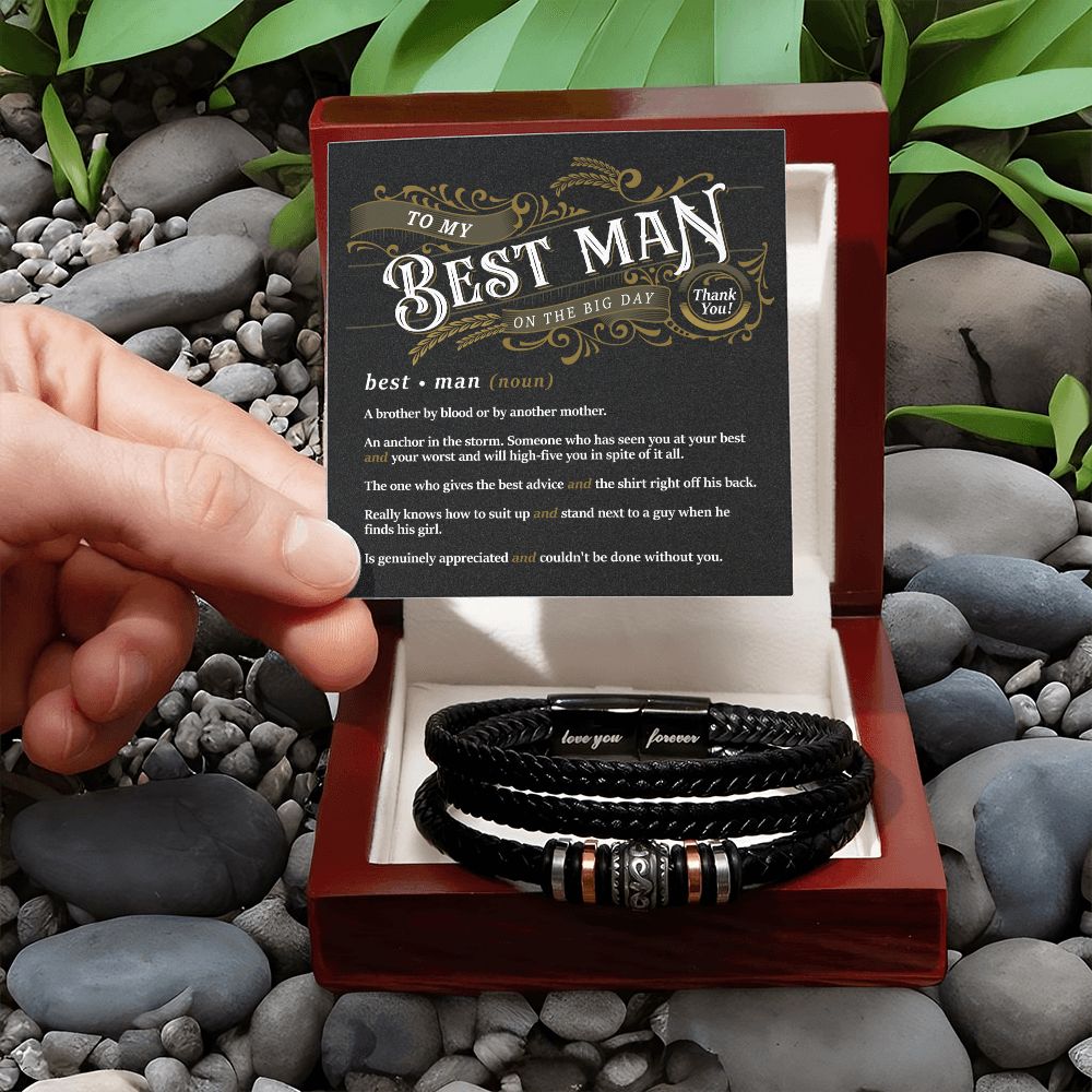 To My Best Man - Thank You Men's "Love You Forever" Bracelet