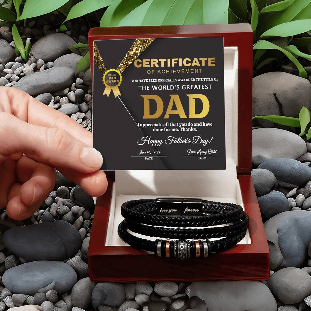 Certificate of Achievement for My Dad Bracelet
