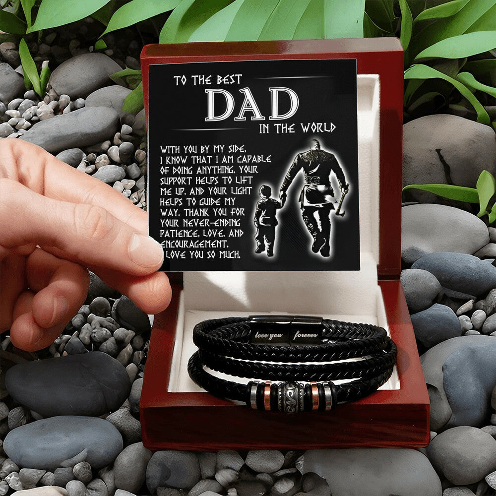 Mens Leather Bracelet To the best Dad in the World