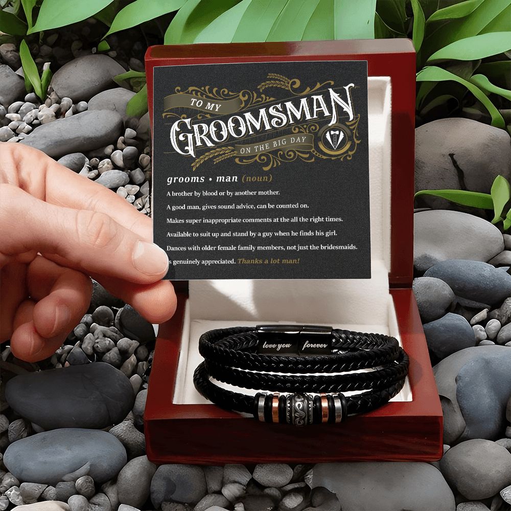 To My Groomsman - Thank You Men's "Love You Forever" Bracelet