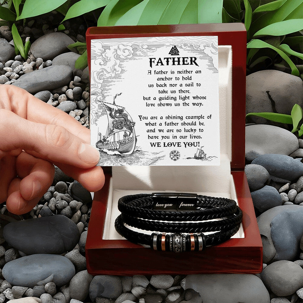 Mens Leather Bracelet To My Anchor Dad