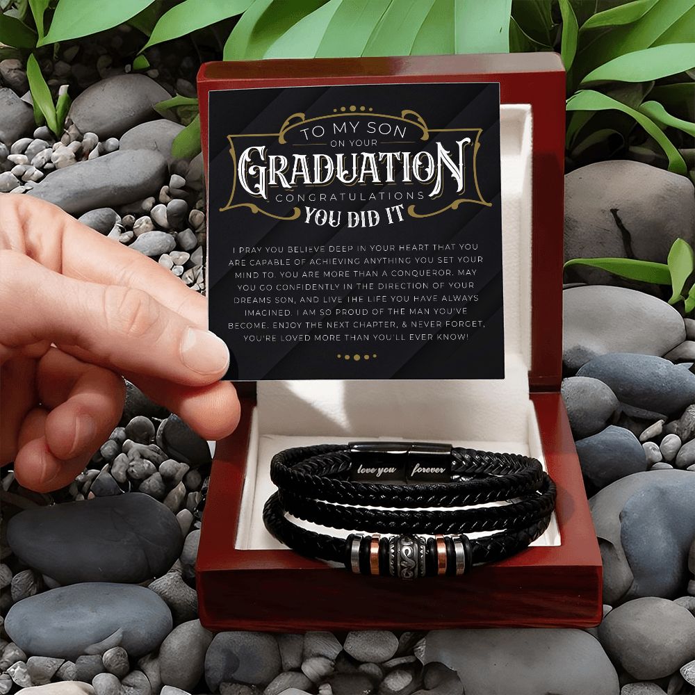 To My Son - You Did it Men's "Love You Forever" Bracelet