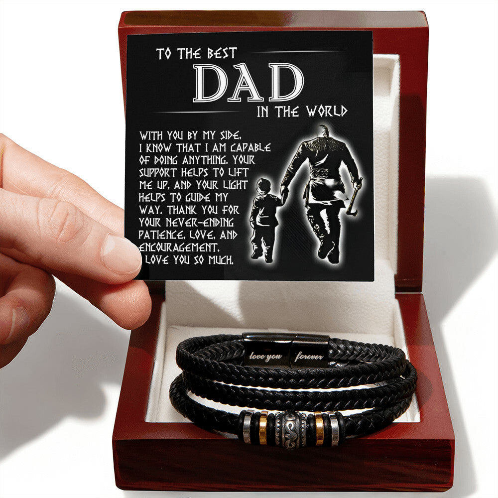 Mens Leather Bracelet To the best Dad in the World