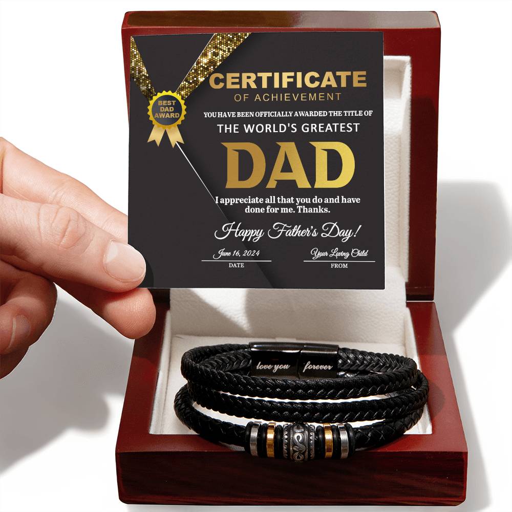 Certificate of Achievement for My Dad Bracelet