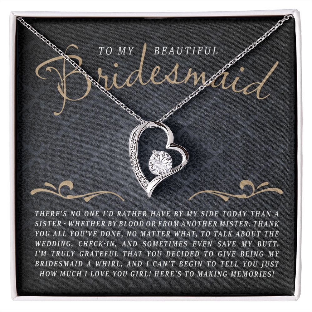 To My Beautiful Bridesmaid, I'm Tryly Grateful | Love Heart Necklace