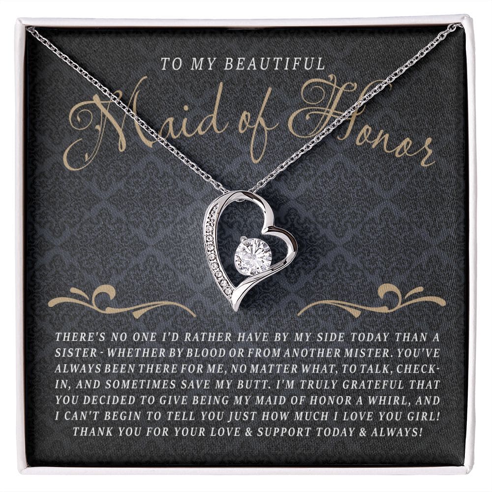 To My Beatiful Maid of Honor | Love Heart Necklace