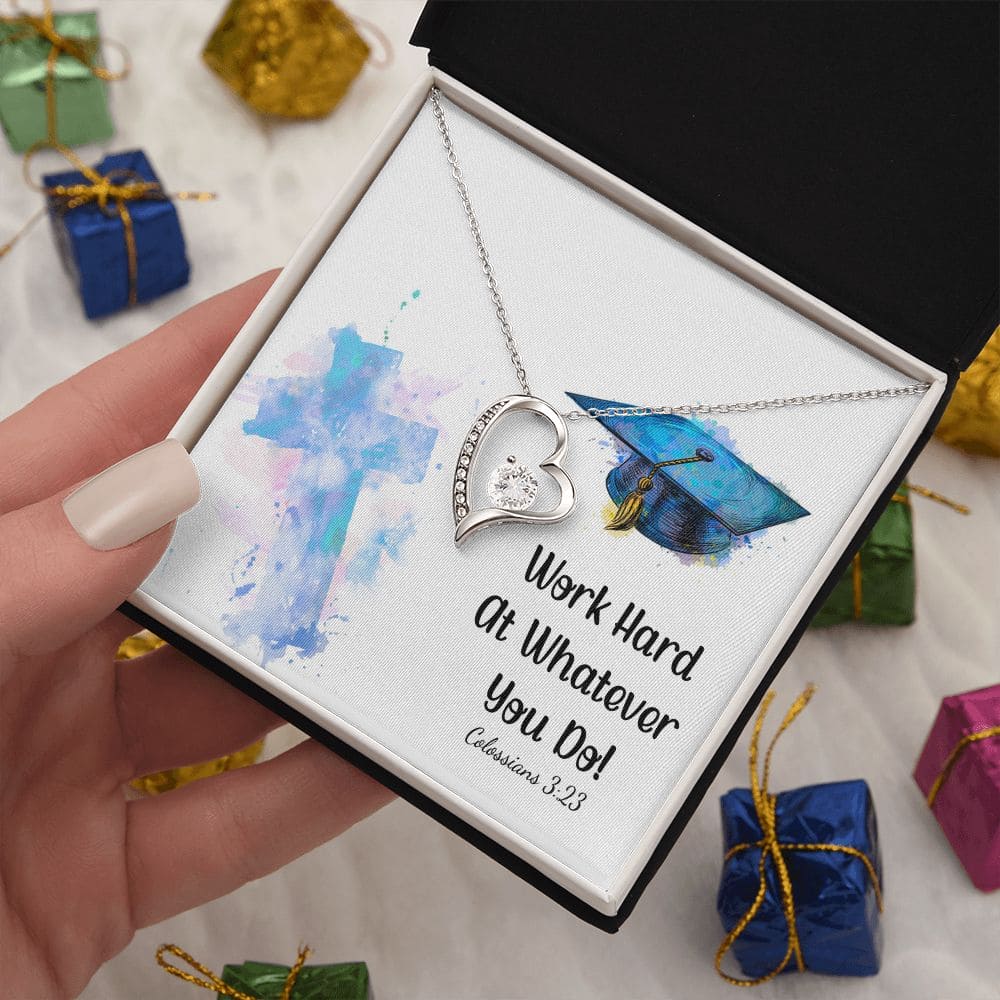 Work hard at whatever you do | Love Heart Necklace
