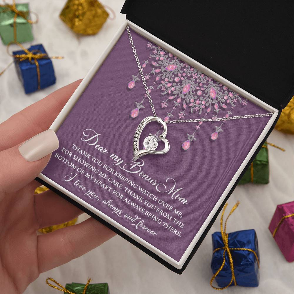 Dear my Bonus Mom Love Heart Necklace