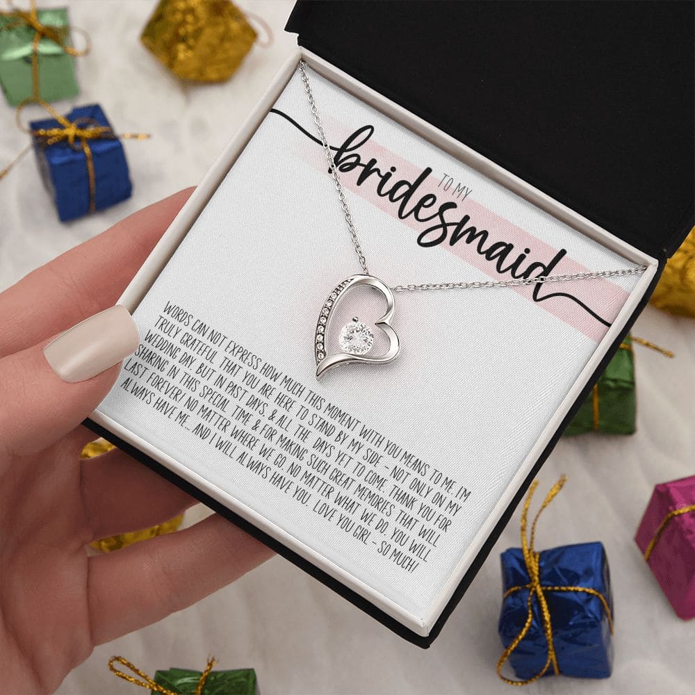 To My Bridesmaid, Last Forever | Love Heart Necklace
