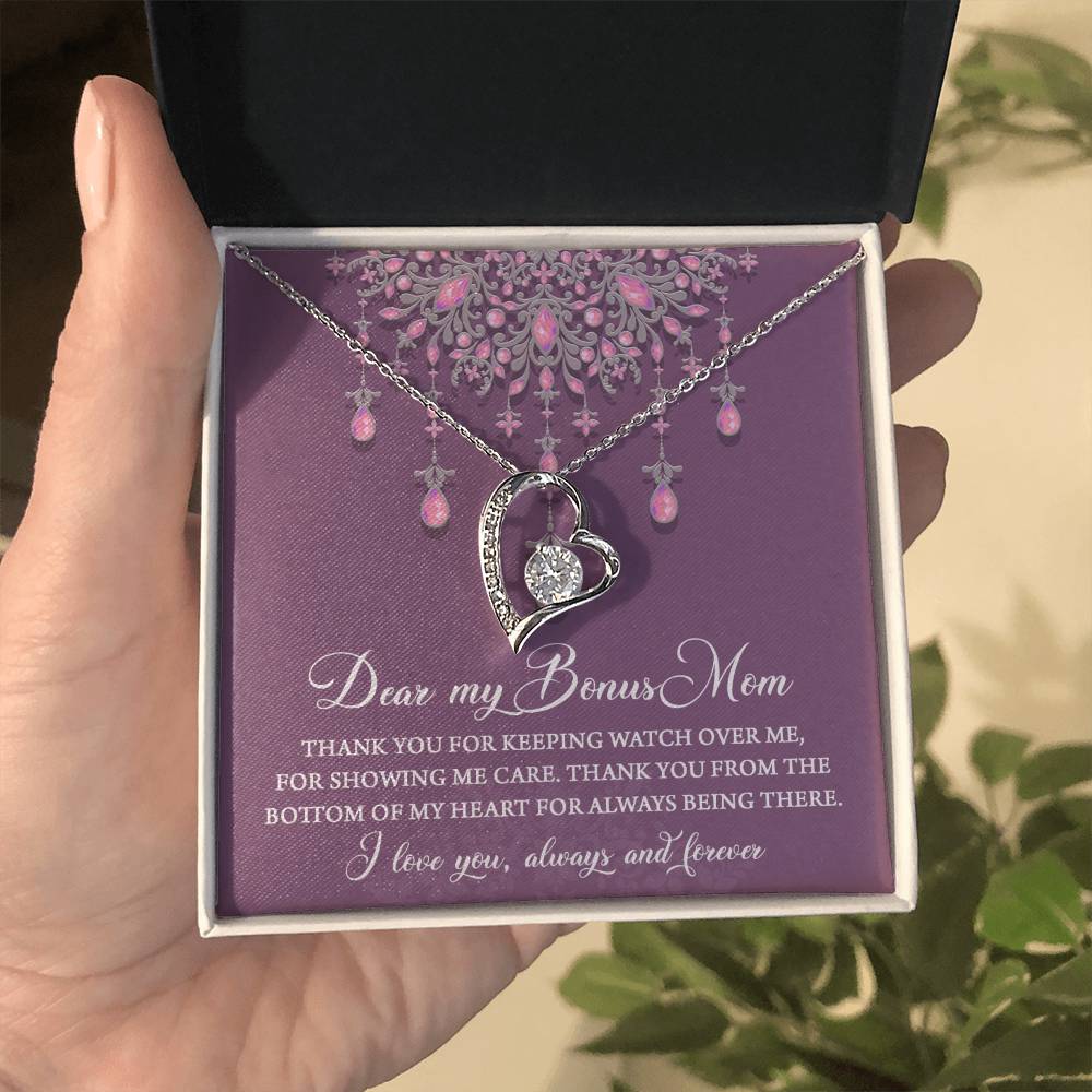 Dear my Bonus Mom Love Heart Necklace