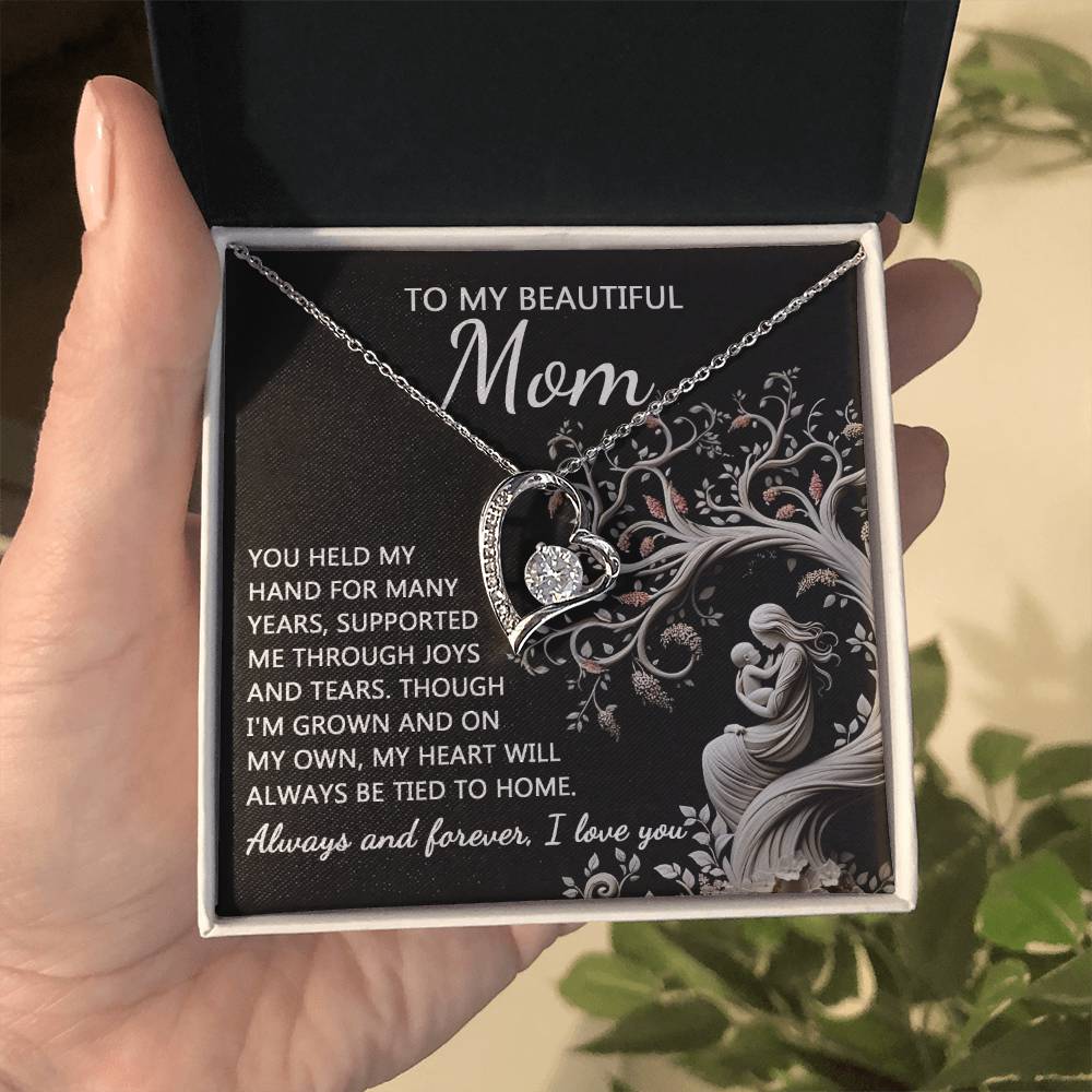 To My Beautiful Mom Love Heart Necklace