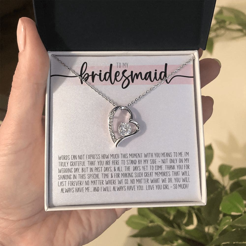 To My Bridesmaid, Last Forever | Love Heart Necklace