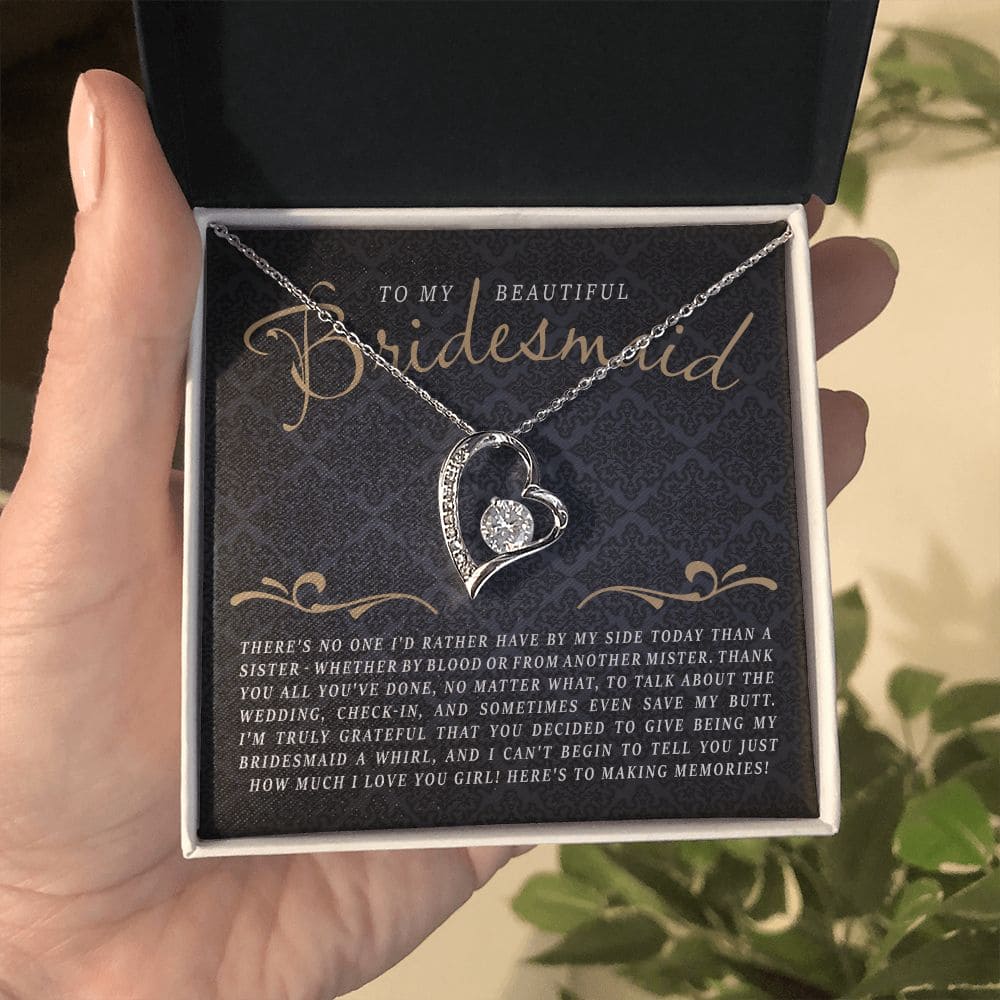 To My Beautiful Bridesmaid, I'm Tryly Grateful | Love Heart Necklace