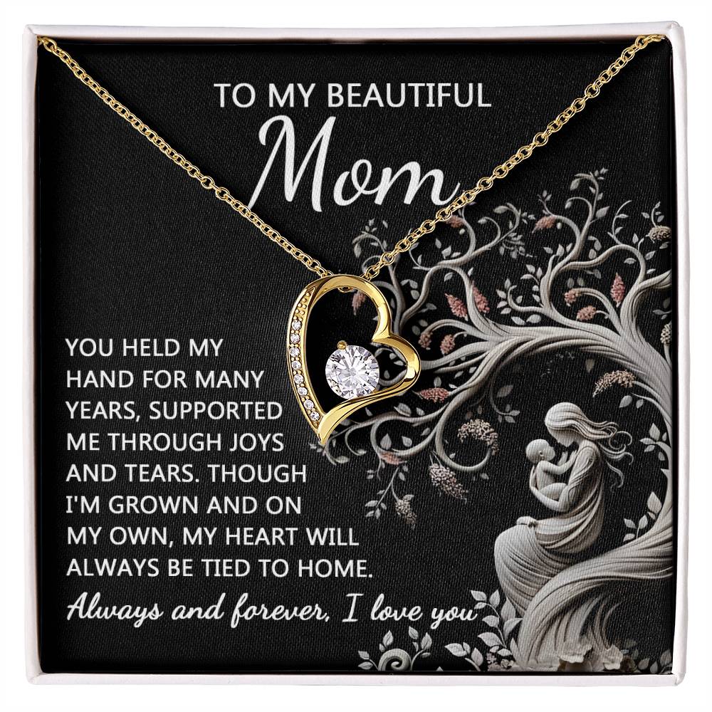 To My Beautiful Mom Love Heart Necklace