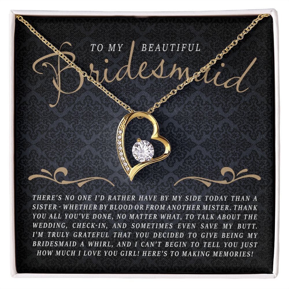 To My Beautiful Bridesmaid, I'm Tryly Grateful | Love Heart Necklace