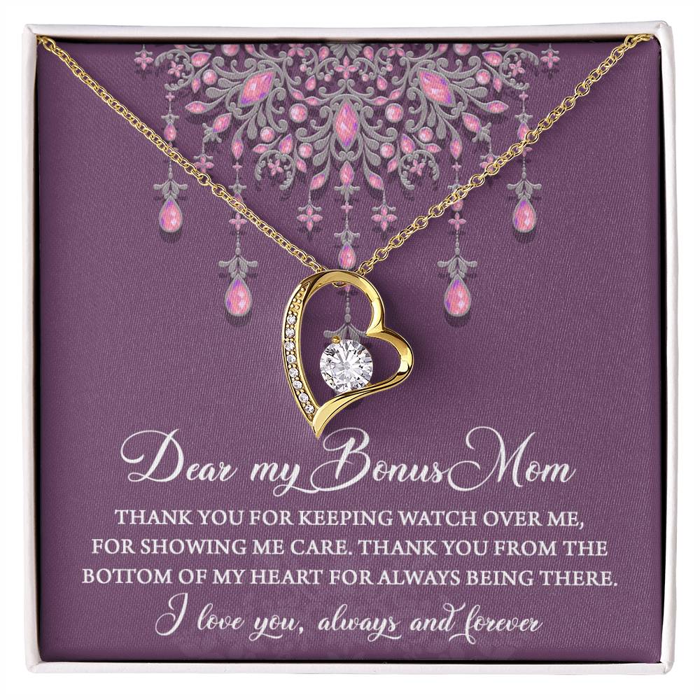 Dear my Bonus Mom Love Heart Necklace