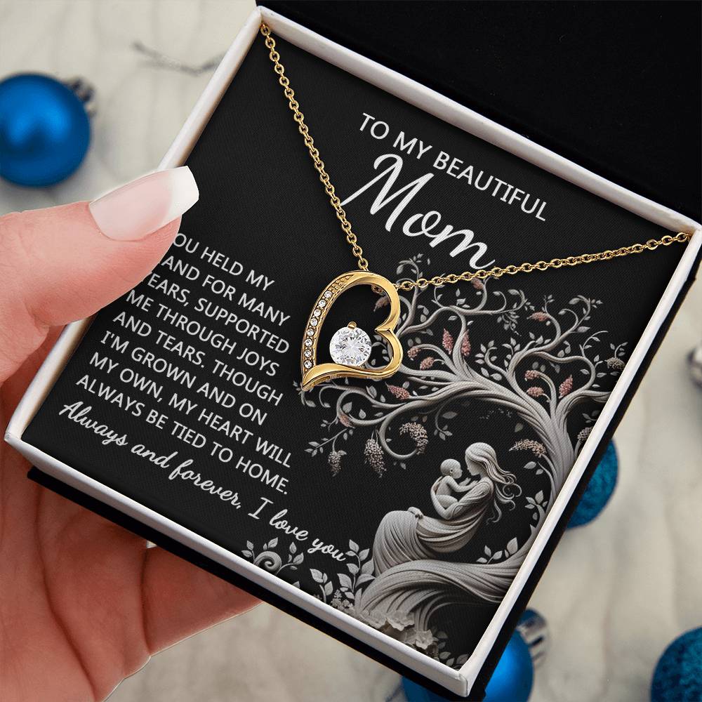 To My Beautiful Mom Love Heart Necklace