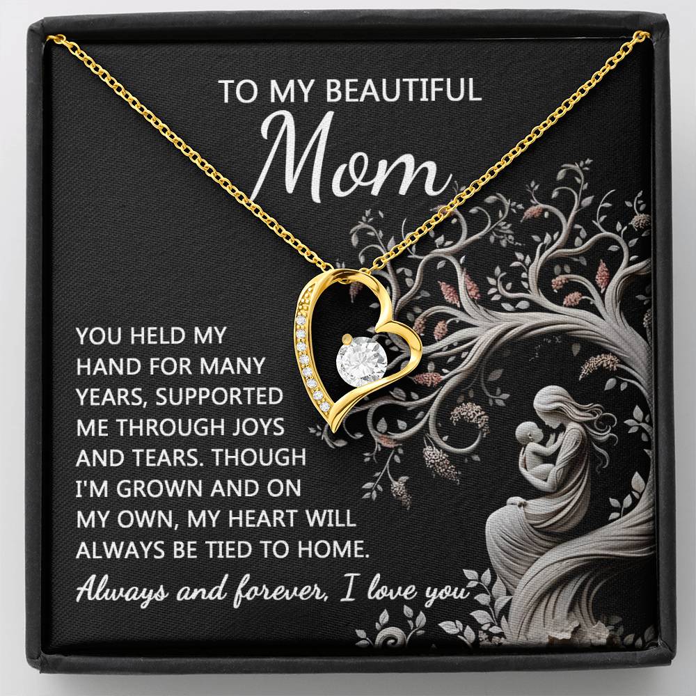 To My Beautiful Mom Love Heart Necklace