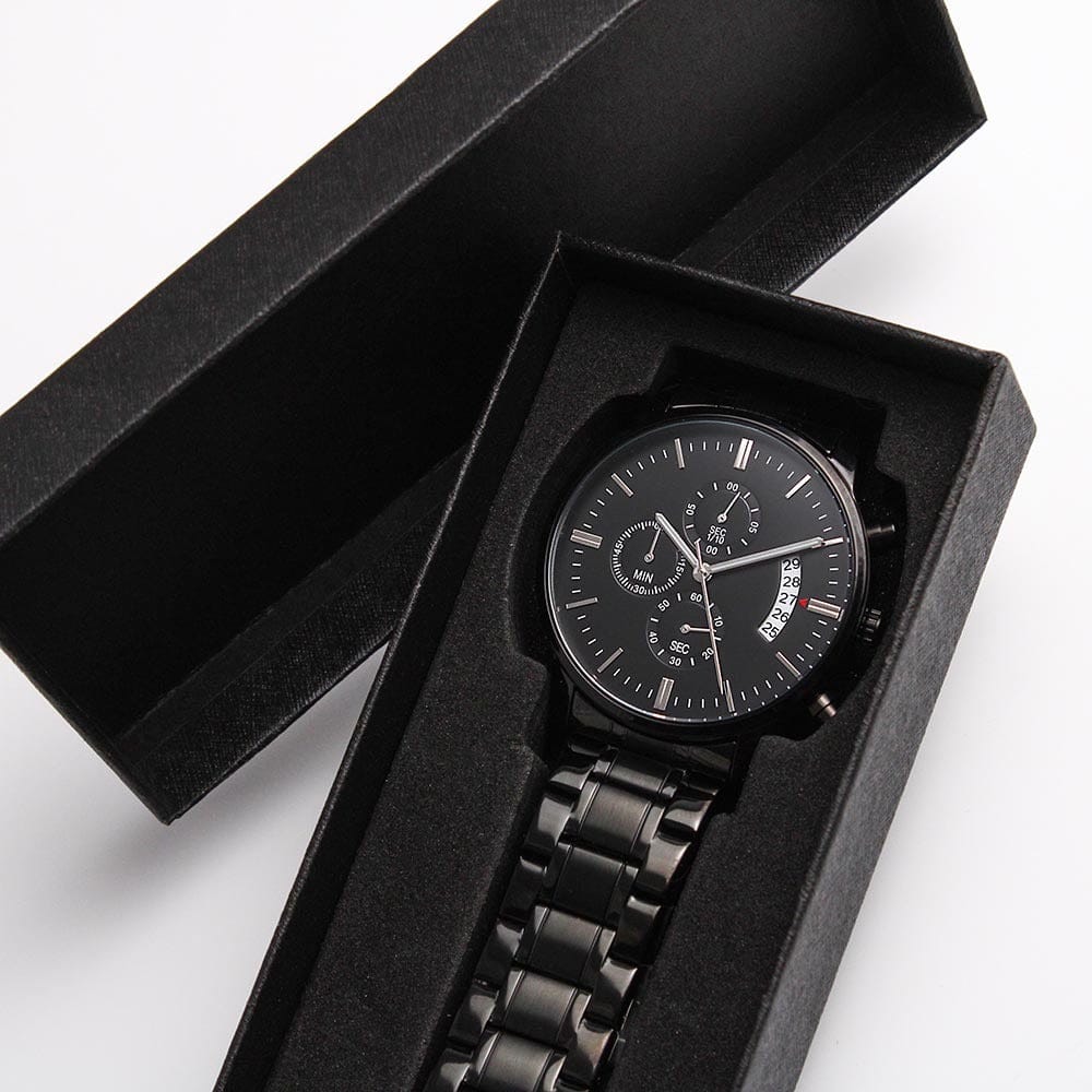 To my Dad Timeless Engraved Design Black Chronograph Watch