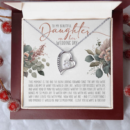 To My Beautiful Daughter on your Wedding Day | Love Heart Necklace